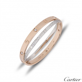 Cartier Love Rose & White Gold Pave Diamond Bracelet?Size 17?N6039217 Cartier Love Rose & White Gold Pave Diamond Bracelet?Size 17?N6039217
